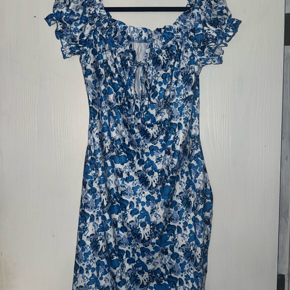 Floral Blue and White Women's Dress